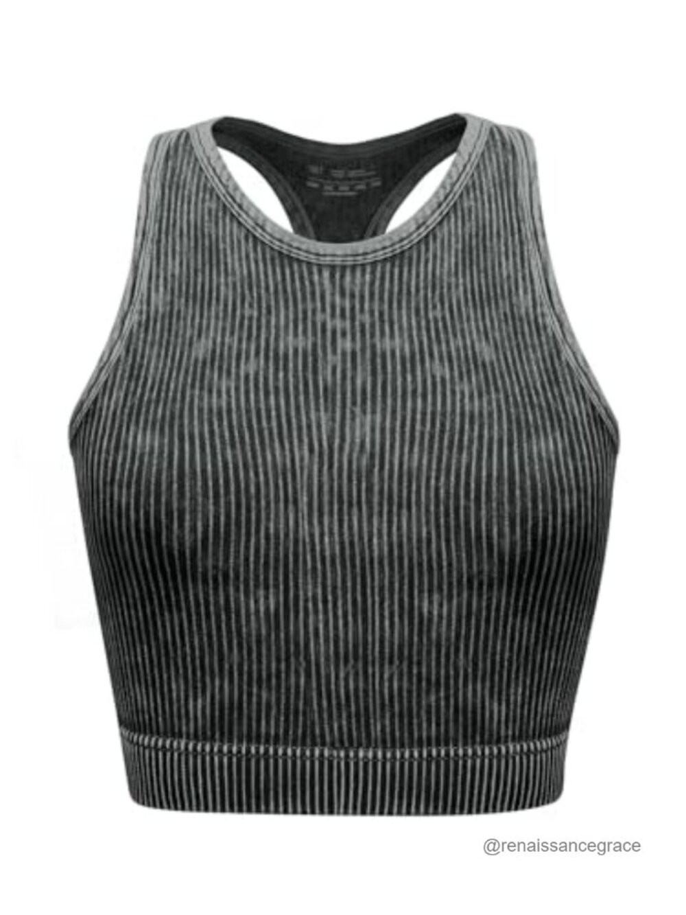 Seamless Ribbed Crop Tank Top, Racerback Yoga Sports Bra